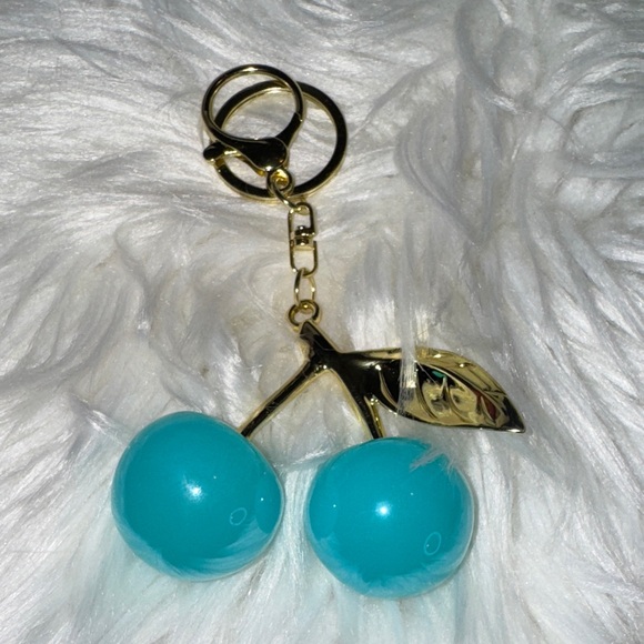 Tiffany Blue and Gold Stem Cherry Keychain NWT - Picture 1 of 4